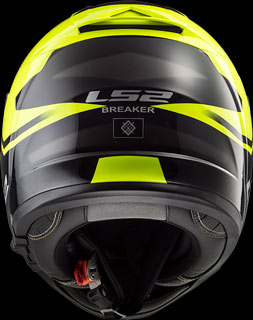 LS2 Integraalhelm - Breaker Bold - Glans zwart fluo geel - Achteraanzicht