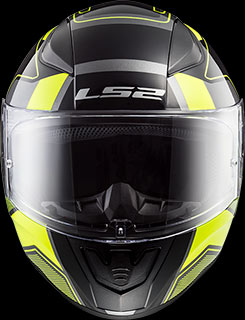 LS2 Integraalhelm - Rapid Carrera - Mat zwart fluo geel - Vooraanzicht