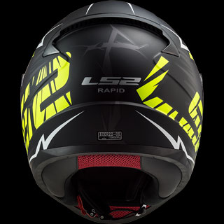 LS2 Integraalhelm - Rapid Cromo - Mat zwart fluo geel - Achteraanzicht